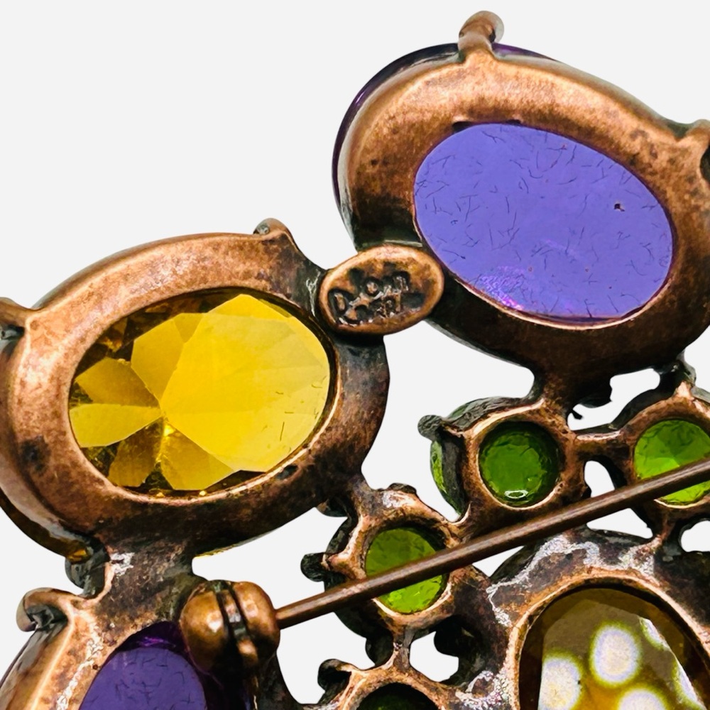 Joan Rivers Inverted Gold, Purple and Green Rhinestone Brooch - Picture 6 of 6